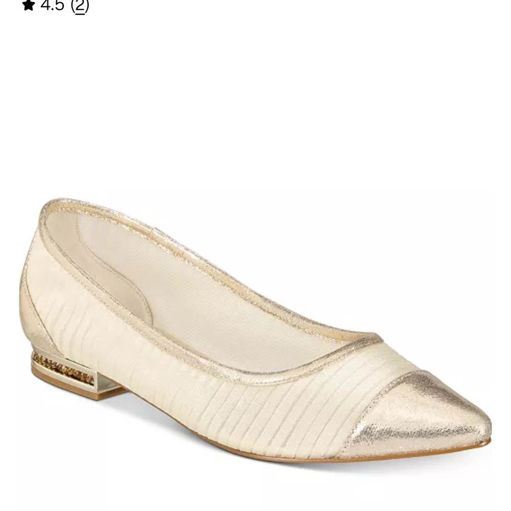 Adrianna Papell Cream and Gold Flats